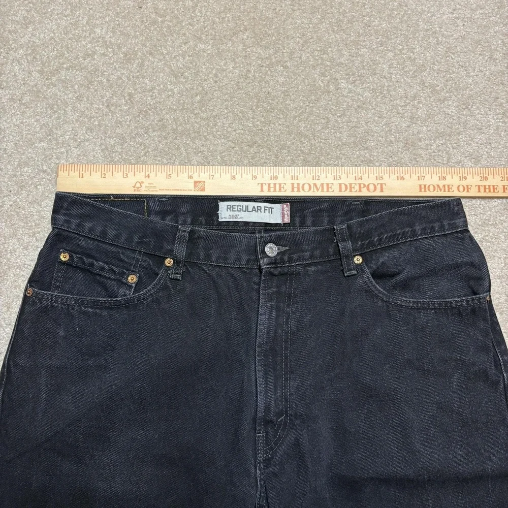 Vtg Levis 505 Jeans Mens 38x31 Black Regular Fit Straight Leg Denim Pants Casual